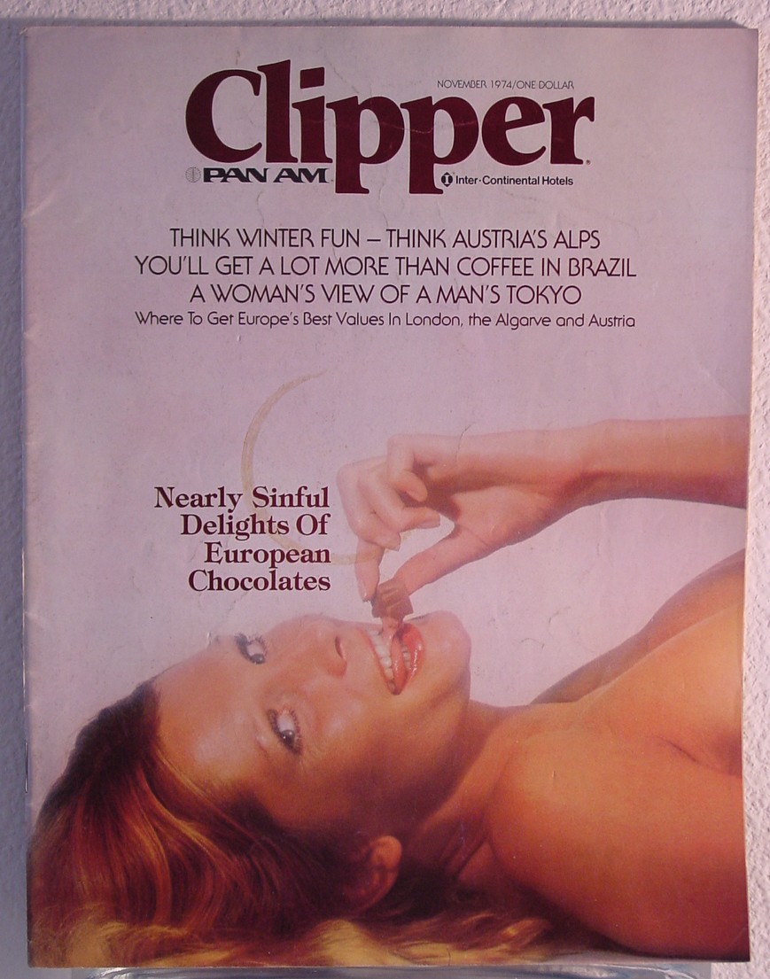 1974 November, Clipper in-flight Magazine with a cover story on chocoate.